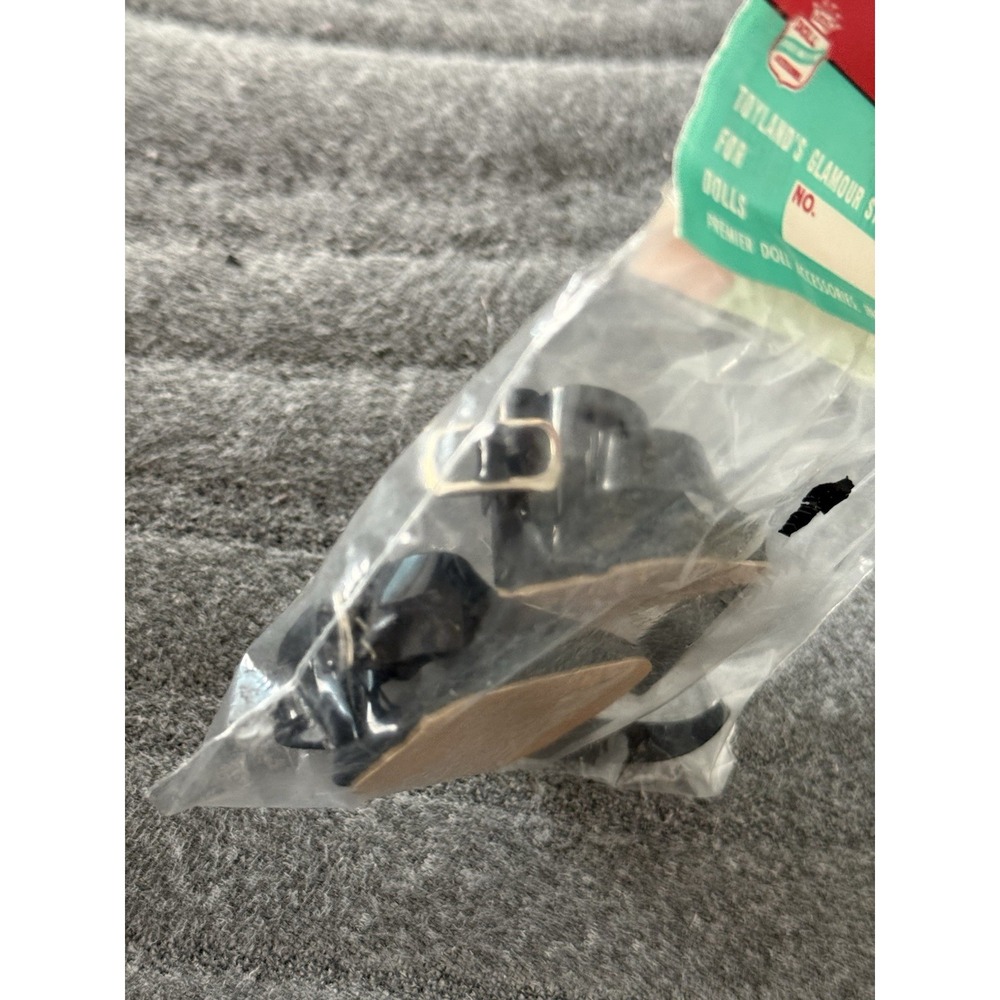 Vintage Premier Product Toylands Glamour Stylists Doll Shoes Black Ballet Flats - Picture 4 of 6